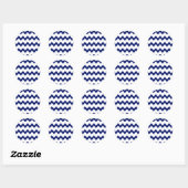 Rond Sticker Navy White Chevrons (Feuille)