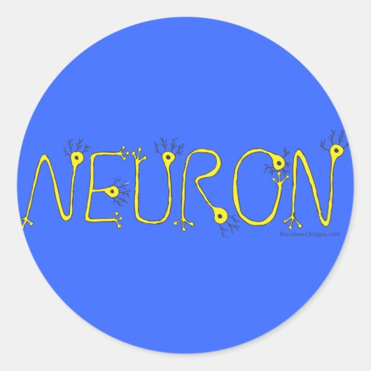 Rond Sticker Neuron - Bleu et Jaune (Devant)