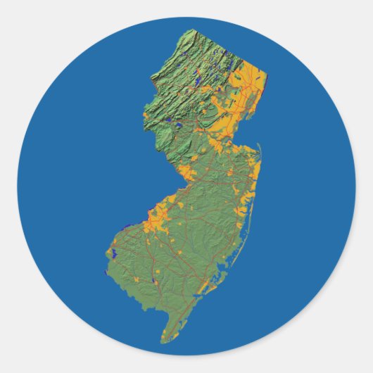 Rond Sticker New Jersey Map (Devant)