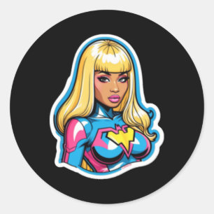 Rond Sticker Nicki Minaj Superhero