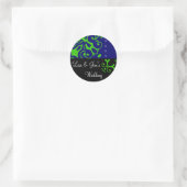 Rond Sticker noir & bleu de mariage de printemps (Sac)
