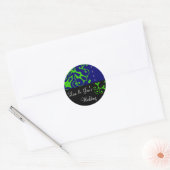 Rond Sticker noir & bleu de mariage de printemps (Enveloppe)