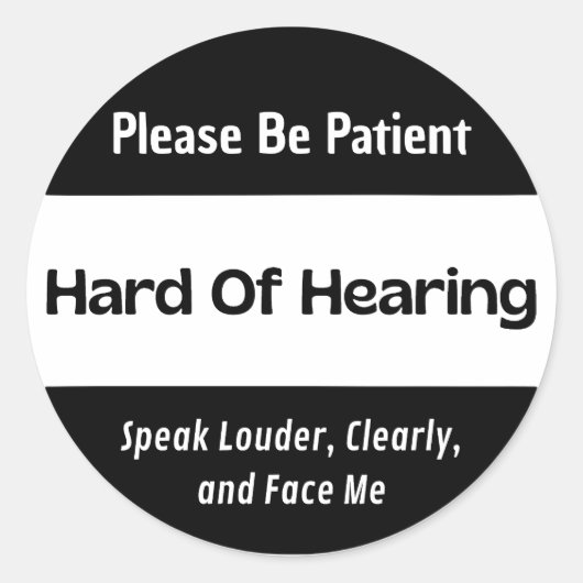 Rond Sticker noir classique dur à oreille (Devant)