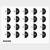 Rond Sticker noir et blanc (Feuille)
