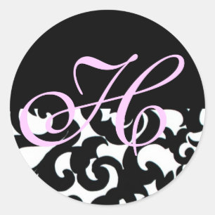 Rond Sticker noir et blanc monogramme