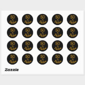 Rond Sticker noir et or 50 et fabuleux (Feuille)