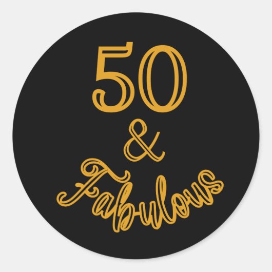 Rond Sticker noir et or 50 et fabuleux (Devant)