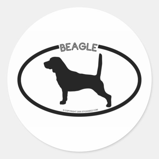 Rond Sticker noir Silhouette beagle (Devant)