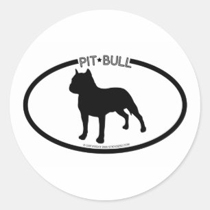 Rond Sticker noir Silhouette Pit Bull