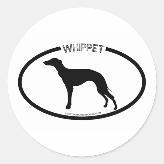 Rond Sticker noir Silhouette Whippet (Devant)