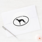 Rond Sticker noir Silhouette Whippet (Enveloppe)