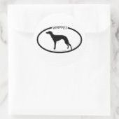 Rond Sticker noir Silhouette Whippet (Sac)