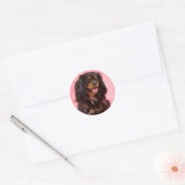 Rond Sticker noir & Tan Cavalier King Charles Pink (Enveloppe)