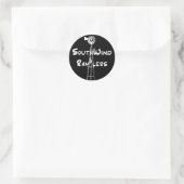 Rond Sticker noir Texte horizontal blanc (Sac)