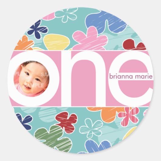 Rond Sticker numérique à fleurs croquantes (Devant)