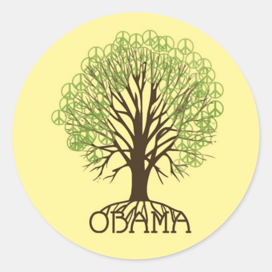 Rond Sticker Obama Peace Tree (Devant)