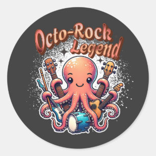 Rond Sticker Octo-Rock Legend Rock Music Octopus