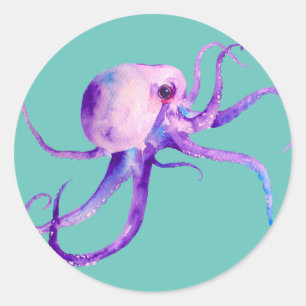 Rond Sticker octopus aquarelle