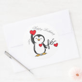 Rond sticker of a happy penguin (Enveloppe)