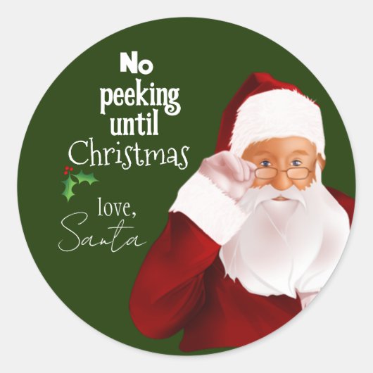 Rond Sticker officiel "No Peeking" de Père Noël (Devant)