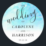 Rond Sticker Ombre Watercolor Wedding Favor - Bleu<br><div class="desc">Célébrez en style avec ces stickers tendance pour les faveurs de mariage. Ce design est facile à personnaliser avec votre libellé d'événement spécial et vos invités seront ravis quand ils reçoivent ces fabuleux stickers de faveur.</div>