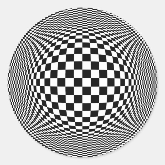 Rond Sticker Optique Illusion Checkers (Devant)