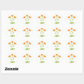 Rond Sticker Orange Calendula fleurs (Feuille)