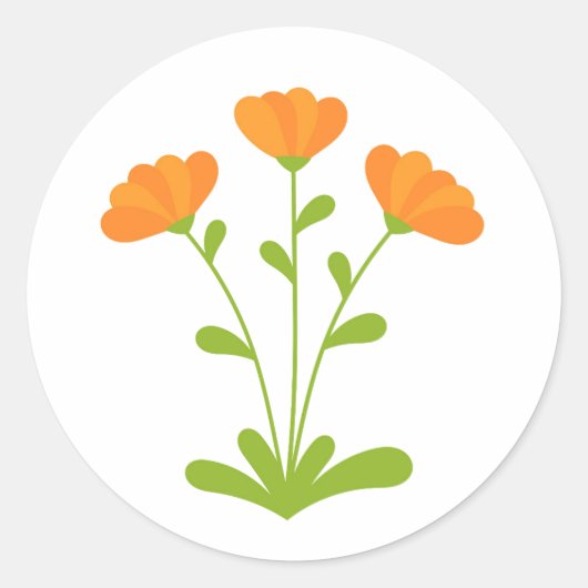 Rond Sticker Orange Calendula fleurs (Devant)