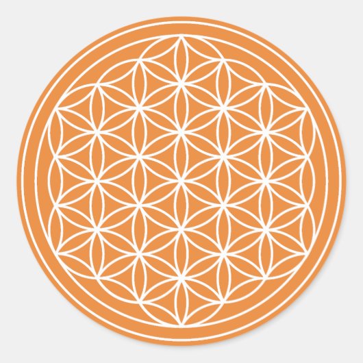 Rond Sticker Orange Flower of Life (Devant)