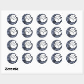Rond Sticker Pagan Moon violet et noir (Feuille)