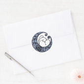 Rond Sticker Pagan Moon violet et noir (Enveloppe)