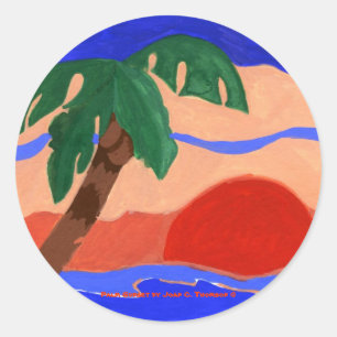 Rond Sticker Palm Sunset