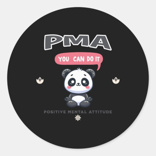 Rond Sticker Panda Attitude Mentale Positive (Devant)