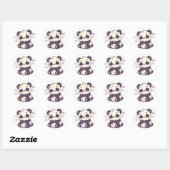 Rond Sticker Panda Cute - Design animal adorable (Feuille)