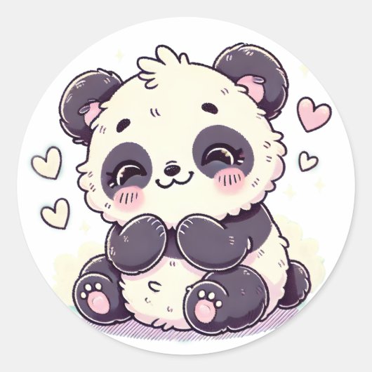 Rond Sticker Panda Cute - Design animal adorable (Devant)