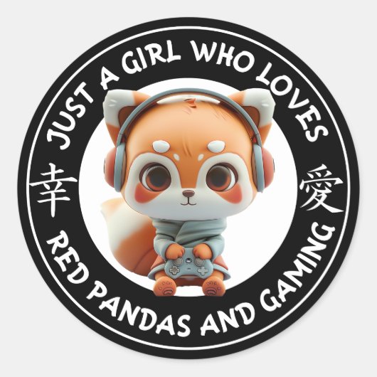 Rond Sticker Panda Rouge Chibi adorable (Devant)