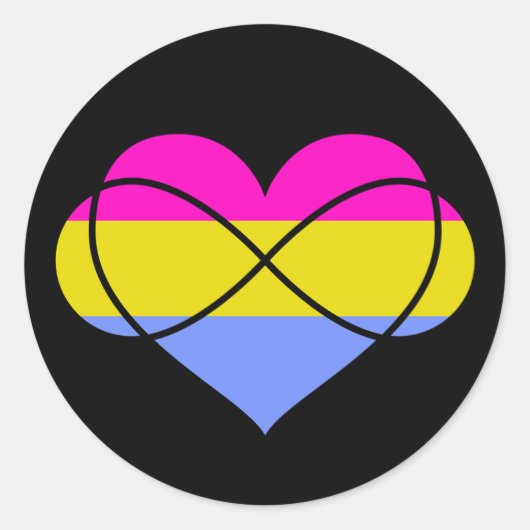 Rond Sticker Pansexuel Polyamorous Infinity (Devant)