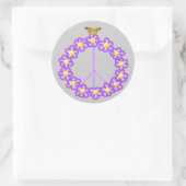 Rond Sticker Papillon aux fleurs de paix (Sac)