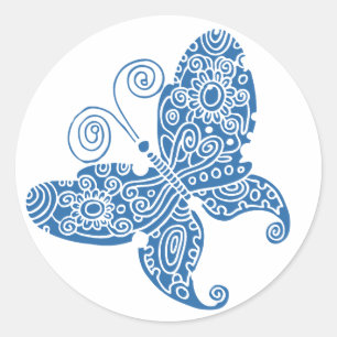 Rond Sticker papillon bleu