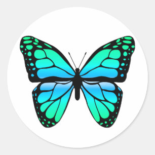 Rond Sticker papillon bleu