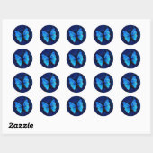 Rond Sticker papillon bleu (Feuille)