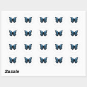 Rond Sticker papillon bleu (Feuille)