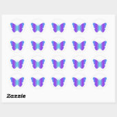 Rond Sticker papillon bleu et violet dégradé (Feuille)