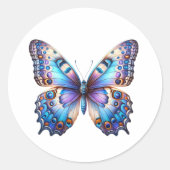 Rond Sticker papillon bleu vibrant (Devant)