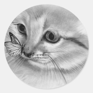 Rond Sticker papillon Kitten