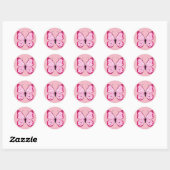 Rond Sticker Papillon rose. (Feuille)