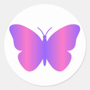 Rond Sticker papillon rose et violet