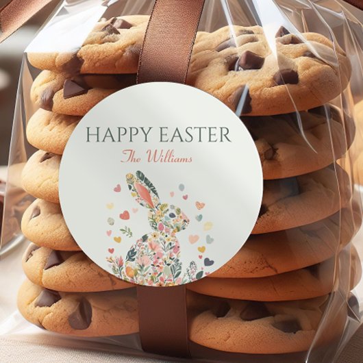 Rond Sticker Pâques Bunny Aquarelle