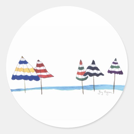 Rond Sticker Parasols De Plage (Devant)