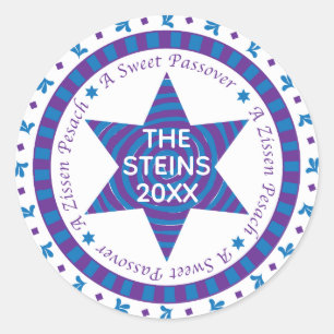 Rond Sticker Passover Cercle "Blue/Purple Star"